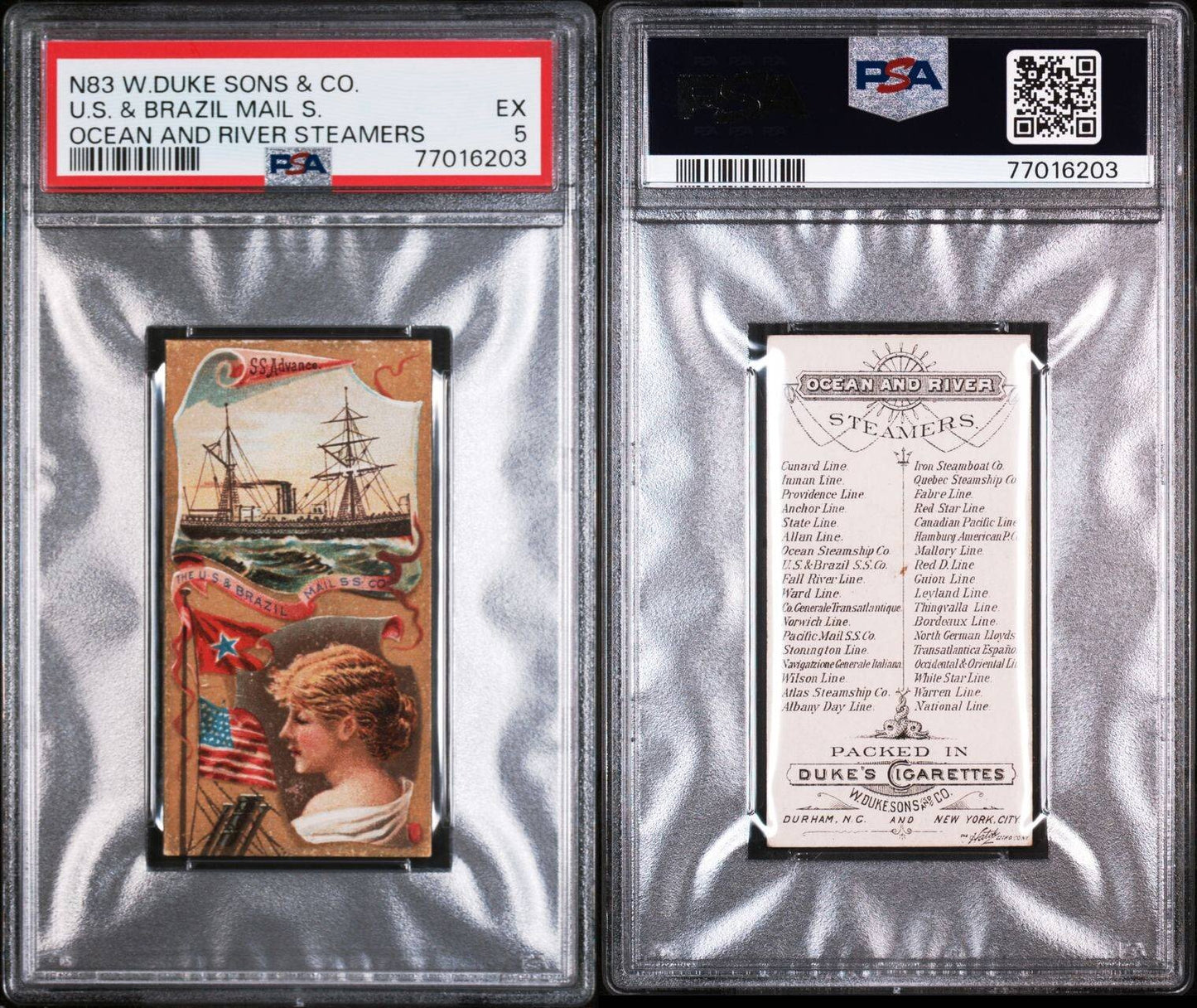 1887 N83 Duke Ocean & River Steamers: U.S. and Brazil S.S. Co. (PSA 5 EX) 1/1 hi2