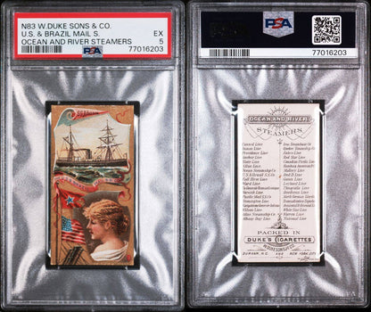 1887 N83 Duke Ocean & River Steamers: U.S. and Brazil S.S. Co. (PSA 5 EX) 1/1 hi2