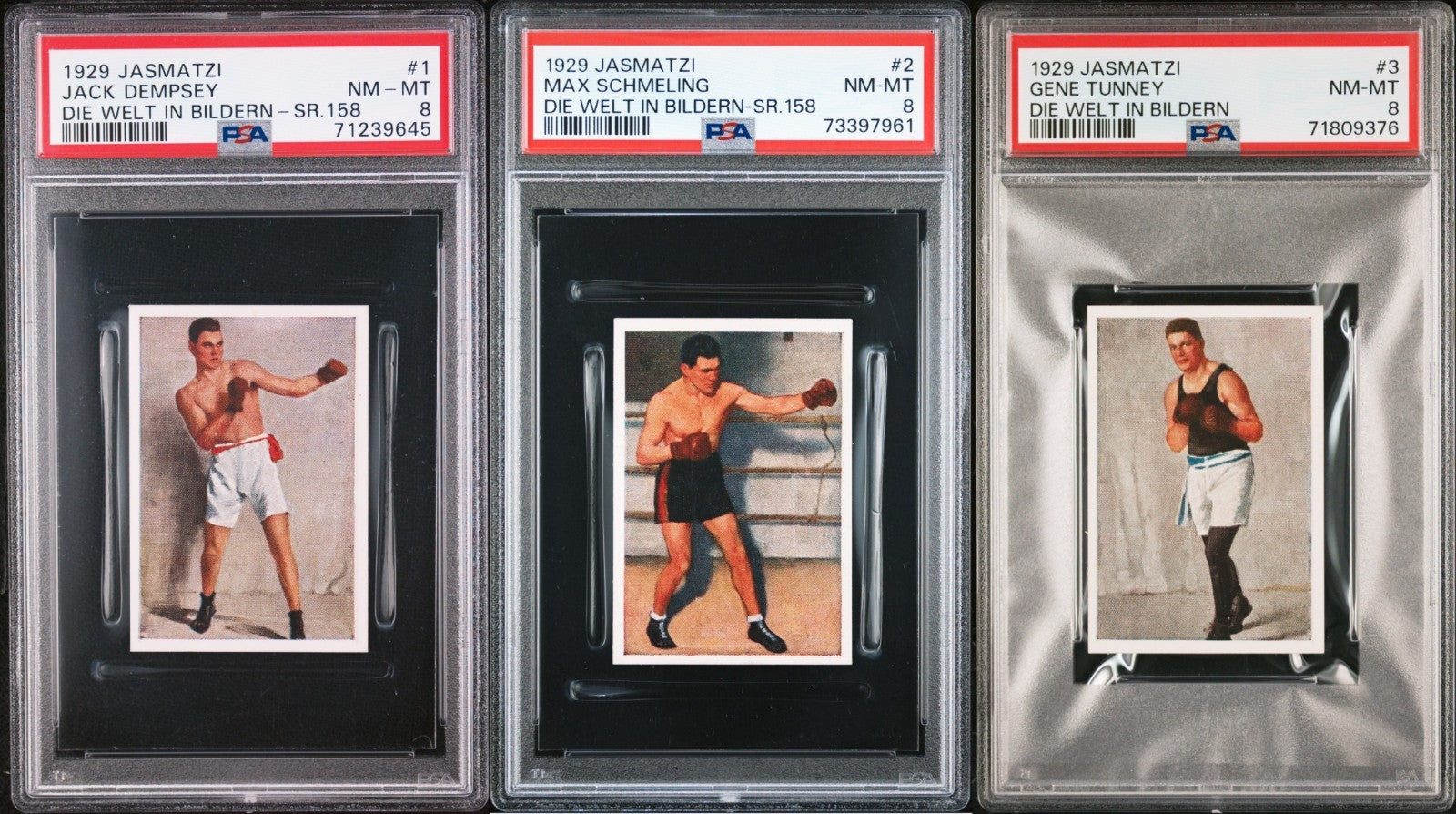 SET #1-#3 Jasmatzi ALL PSA 8s! #1 Jack Dempsey, #2 Max Schmeling, #3 Gene Tunney0