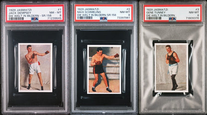 SET #1-#3 Jasmatzi ALL PSA 8s! #1 Jack Dempsey, #2 Max Schmeling, #3 Gene Tunney0