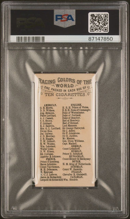 1888 N22 Allen & Ginter Racing Colors (PSA 5 EX) Appleby & Johnson