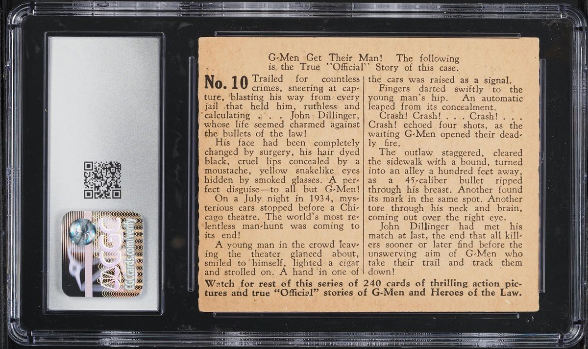 1936 G-Men & Heroes of the Law Gum #10 John Dillinger (CGC 5 EX)1