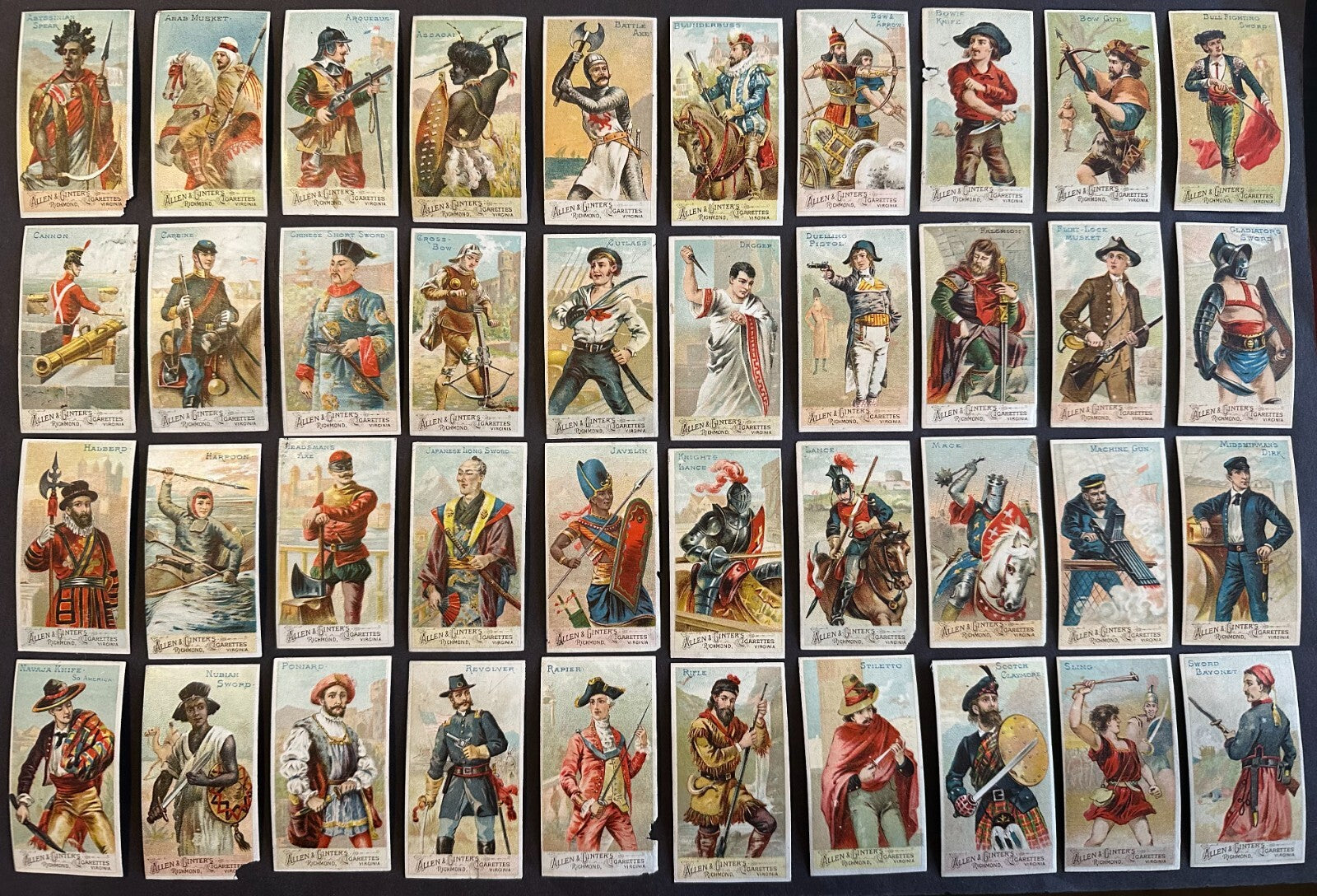 Near SET N3 Allen & Ginter Arms of Nations 47 out of 50 cards (Blank Backs)0