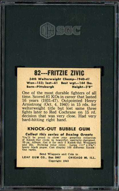 1948 Leaf Knock Out Bubble Gum Boxing #82 (SGC 5 EX) Fritzi Zivic1