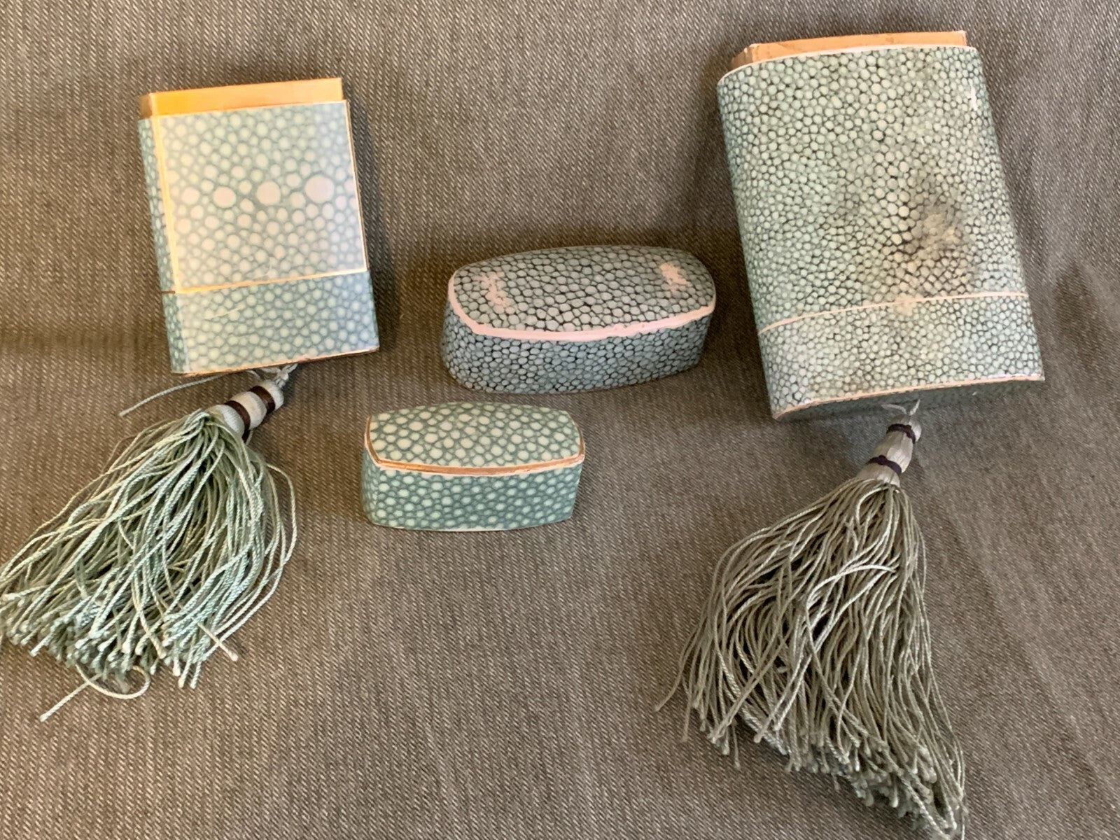 Vintage French Caron La Nuit de Noel TWO Perfume Bottles & Art Deco Tassel Boxes4