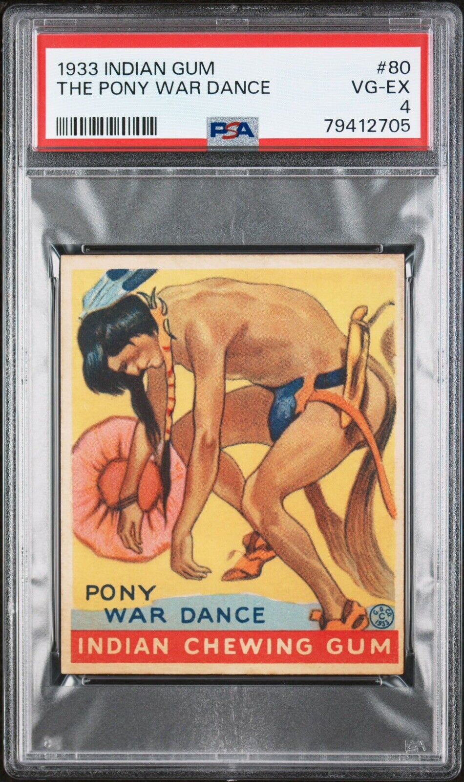 1933 Goudey Indian Gum #80 Pony War Dance (PSA 4 VG/EX)