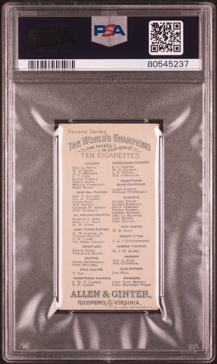 1888 Allen & Ginter N29 Champions N29 C.W.V. Clarke “Walker” (PSA 4 VG/EX)1