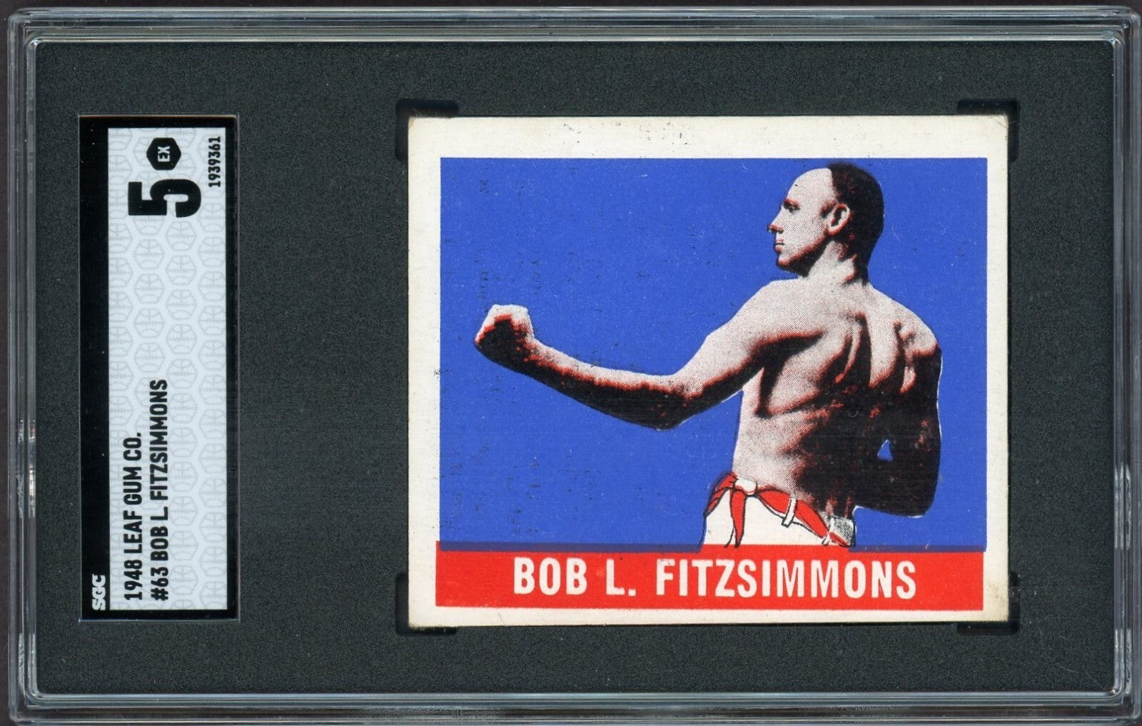 1948 Leaf KnockOut Bubble Gum Boxing #63 (SGC 5 EX) Bob L. Fitzimmons0