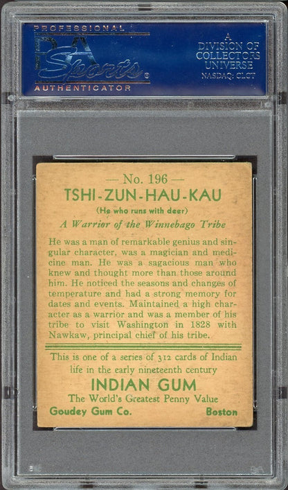 1933 Goudey Indian Gum (Series of 312 WHITE) #196 Tshi Zun Hau Kau (PSA 5 EX)1