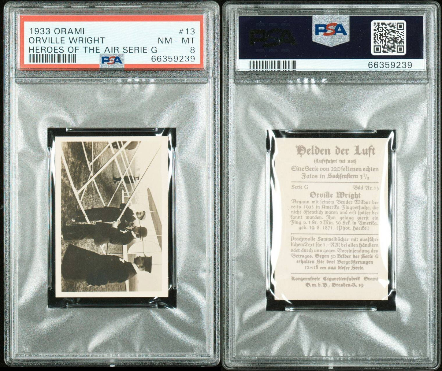 1933 Orami "Heroes of the Air" SERIE G Orville Wright #13 (PSA 8 NM/MT)3