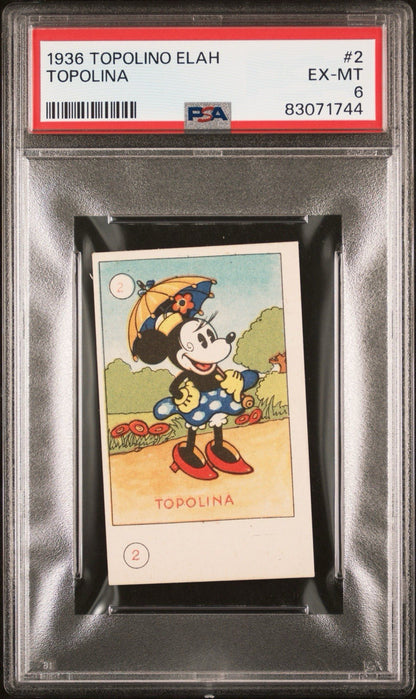 1936 Topolino Elah MICKEY MOUSE Card (PSA 6 EX/MT) KEY #2 MINNIE Highest Graded0