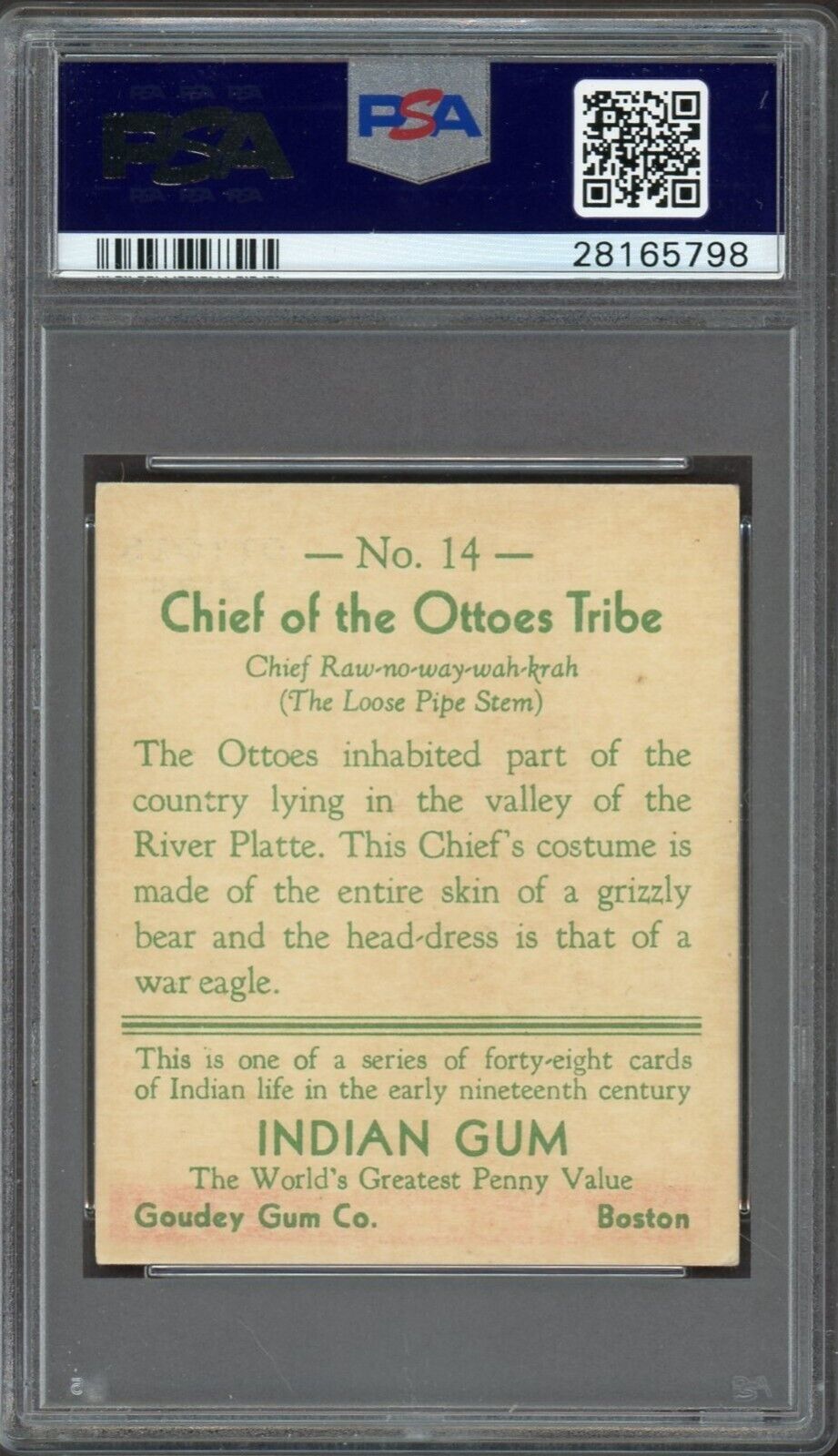 1933 Goudey INDIAN GUM (Series of 48) #14 Chief of the Ottoes Tribe (PSA 5 EX)