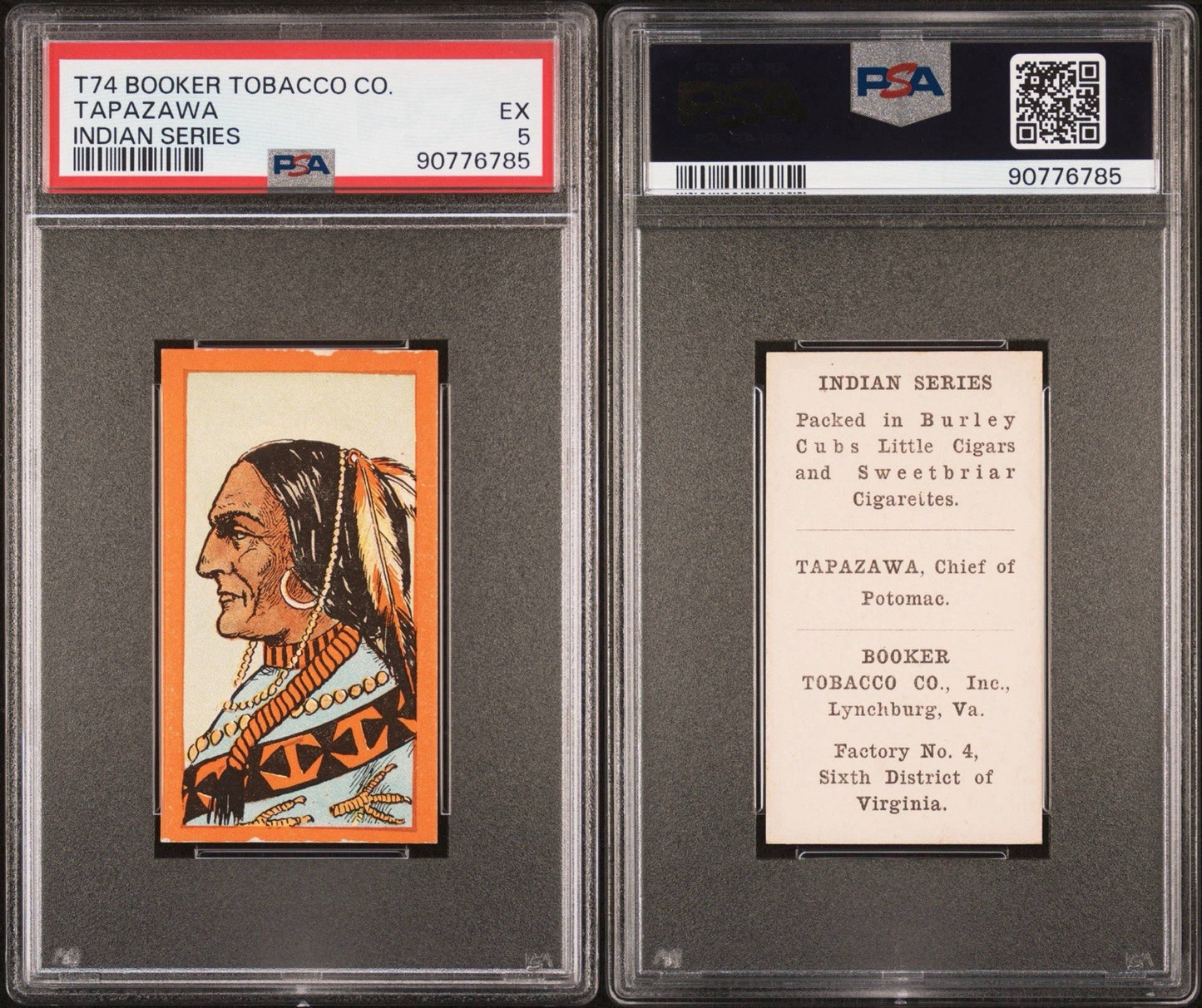 1905 T74 Booker Tobacco Indian Series (PSA 5 EX) Tapazawa2