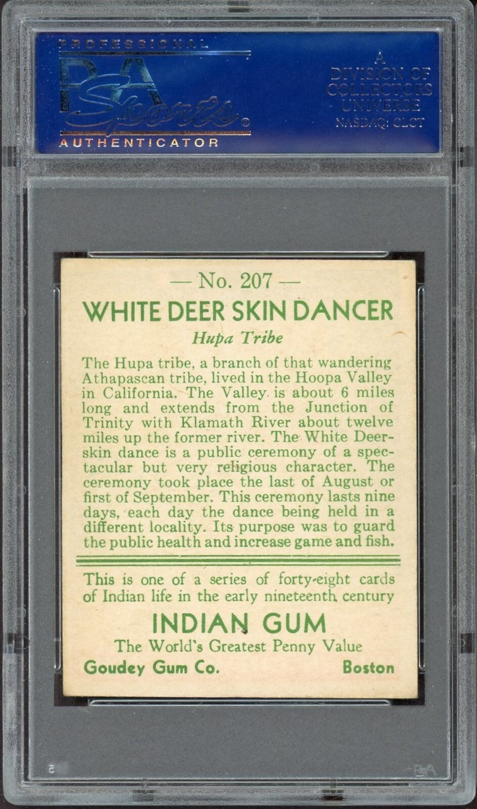 1933 Goudey Indian Gum (Series of 48) #207 White Deer Skin Dancer (PSA 6 EX/MT)1