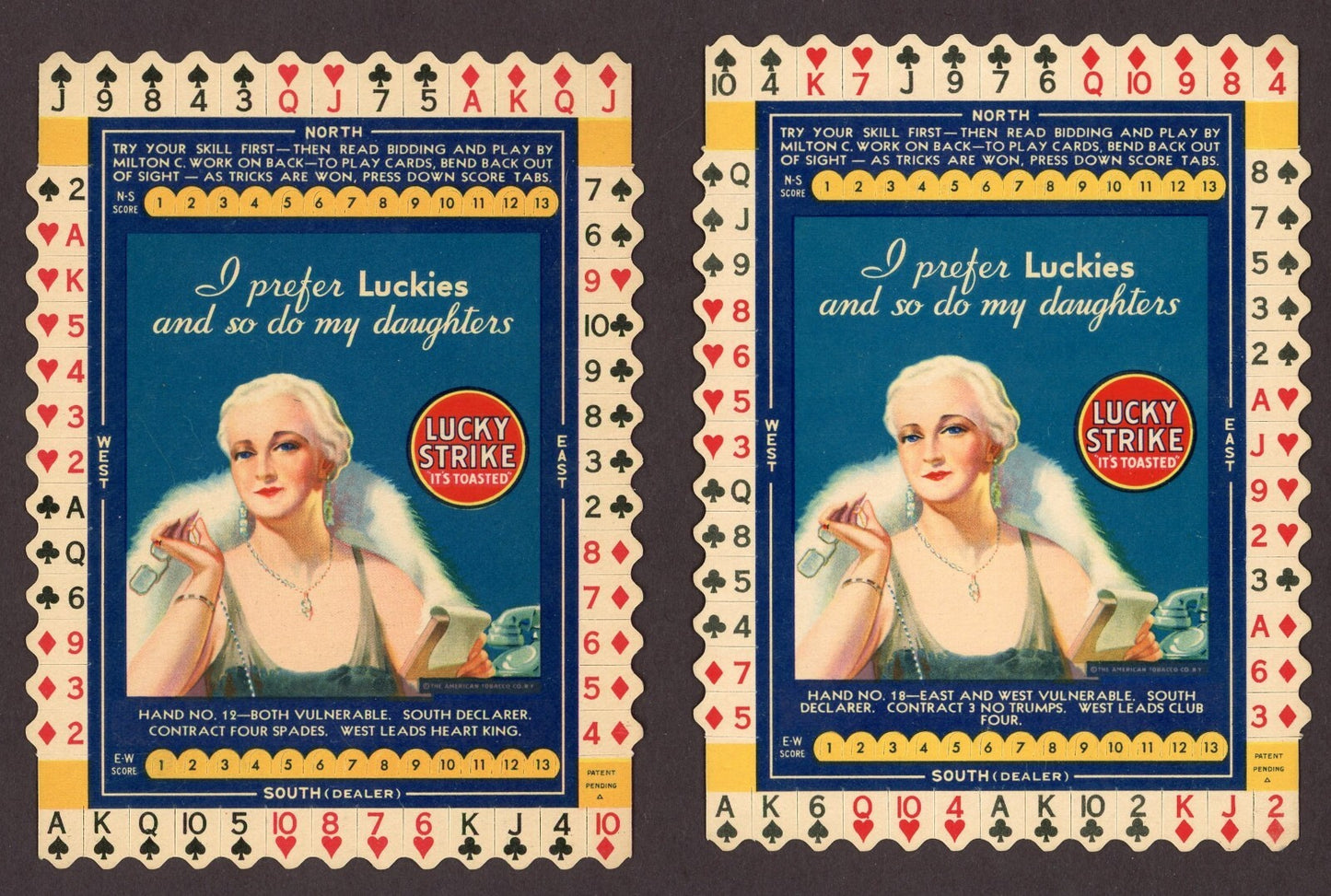 Lot of 10 Lucky Strike Cigarettes Bridge Hands CARDS Excellent Cond.0