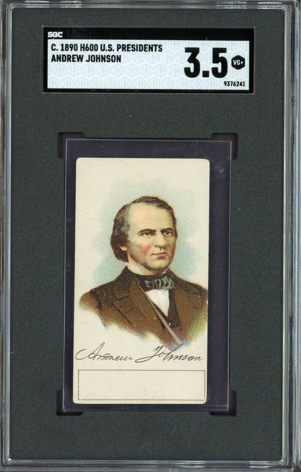 1889-90 H600 U.S. Presidents Andrew Johnson (SGC 3.5 VG+) Blank Back