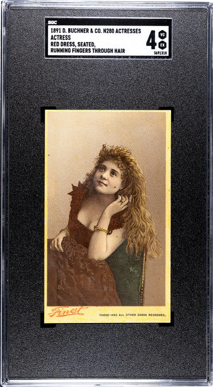 1891 N280 D. Buchner Co. ACTRESSES Blank Back (SGC 4 VG/EX) Red Dress0