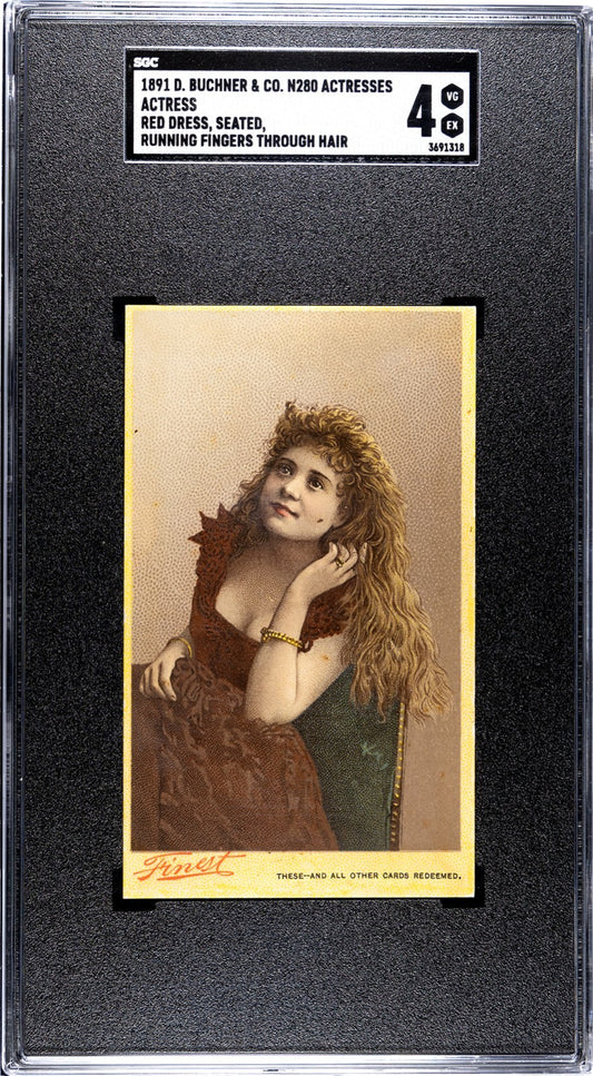 1891 N280 D. Buchner Co. ACTRESSES Blank Back (SGC 4 VG/EX) Red Dress0