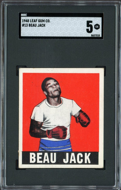 1948 Leaf KnockOut Bubble Gum Boxing #13 (SGC 5 EX) Beau Jack0