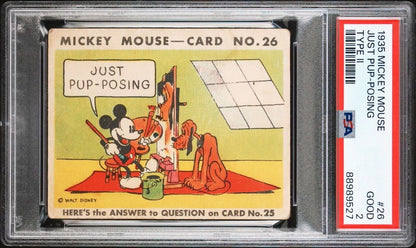 1935 R89 Mickey Mouse Gum Card #26 Just Pup-Posing (PSA 2 Good) Type II