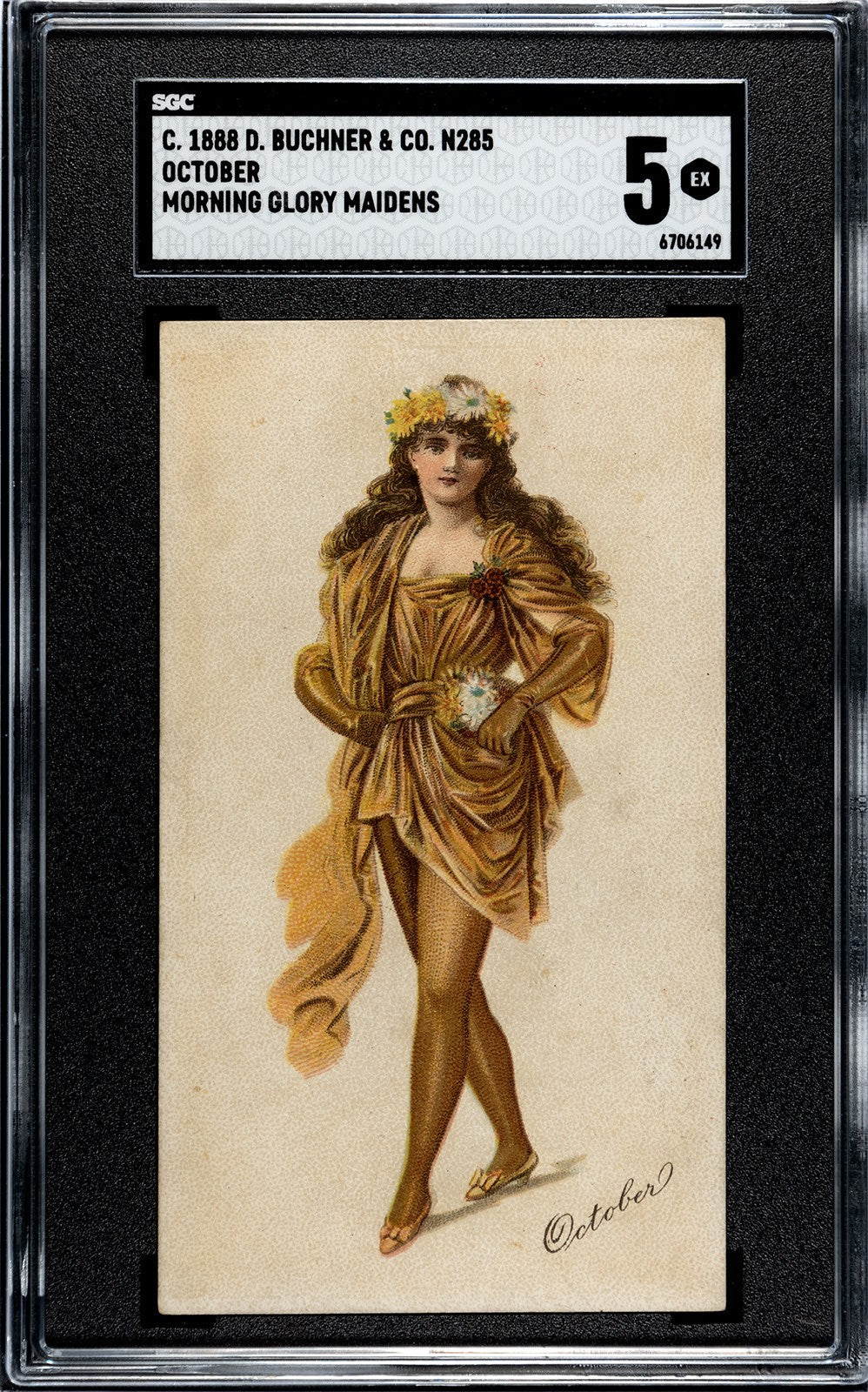 1888 N285 D. Buchner & Co. Morning Glory Maidens "OCTOBER" (SGC 5 EX) RARE0