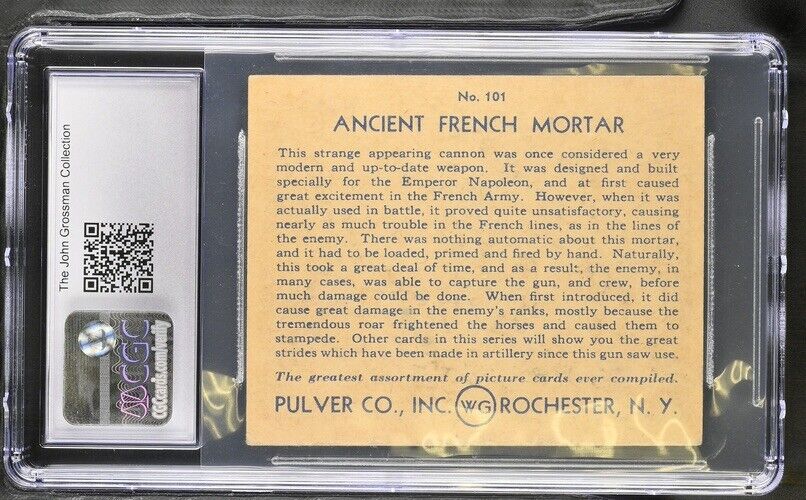 1935 R108 Pulver Co. Gum Pictures #101 Ancient French Mortar (CGC 5.5 EX+)