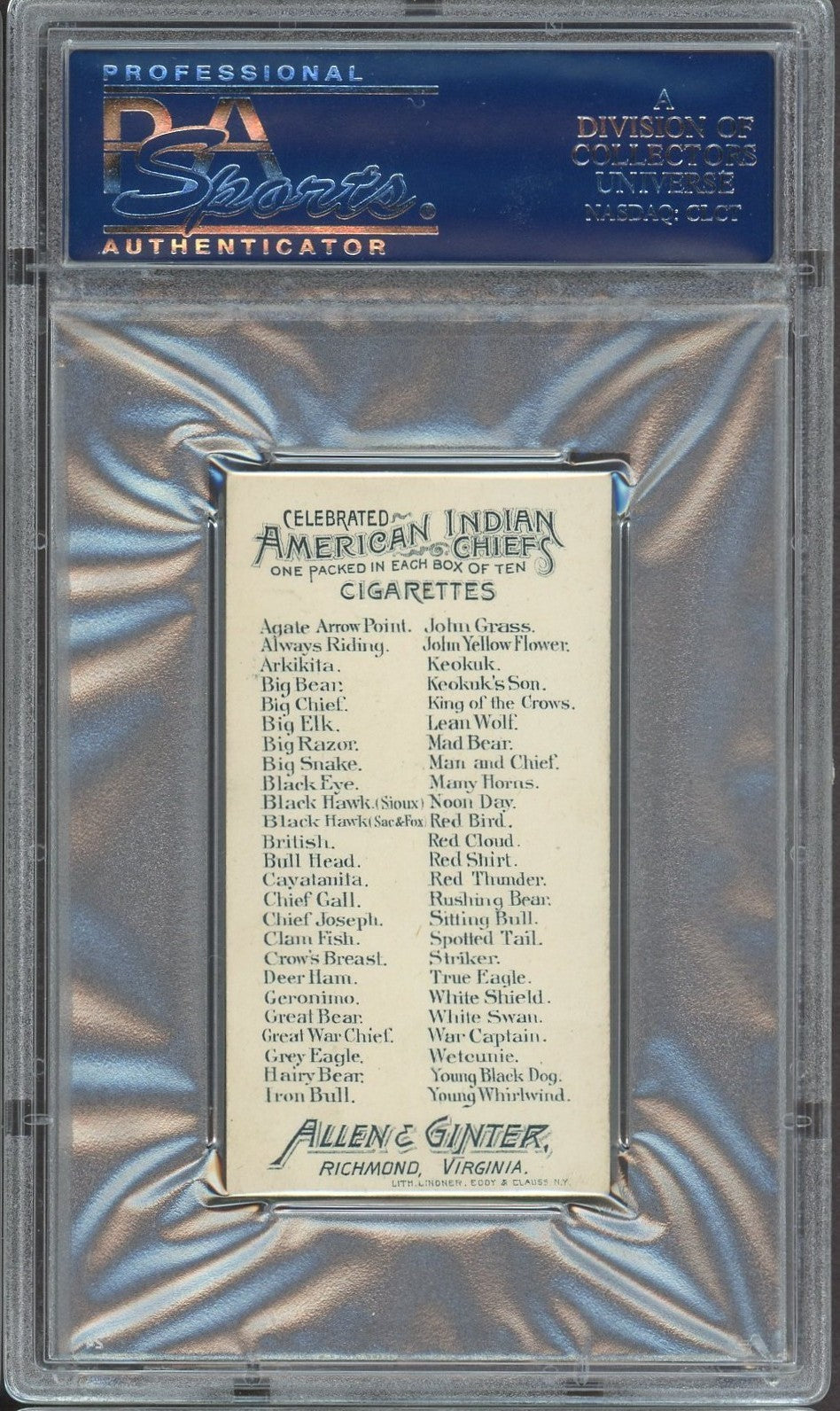 1888 N2 Allen & Ginter American Indian Chiefs (PSA 6 EX/MT) Keokuk1