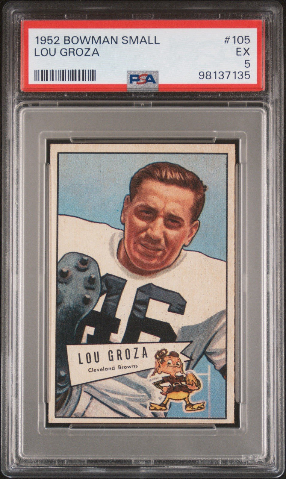 1952 Bowman Small Football #105 Lou Groza Browns HOF Ohio St (PSA 5 EX)0