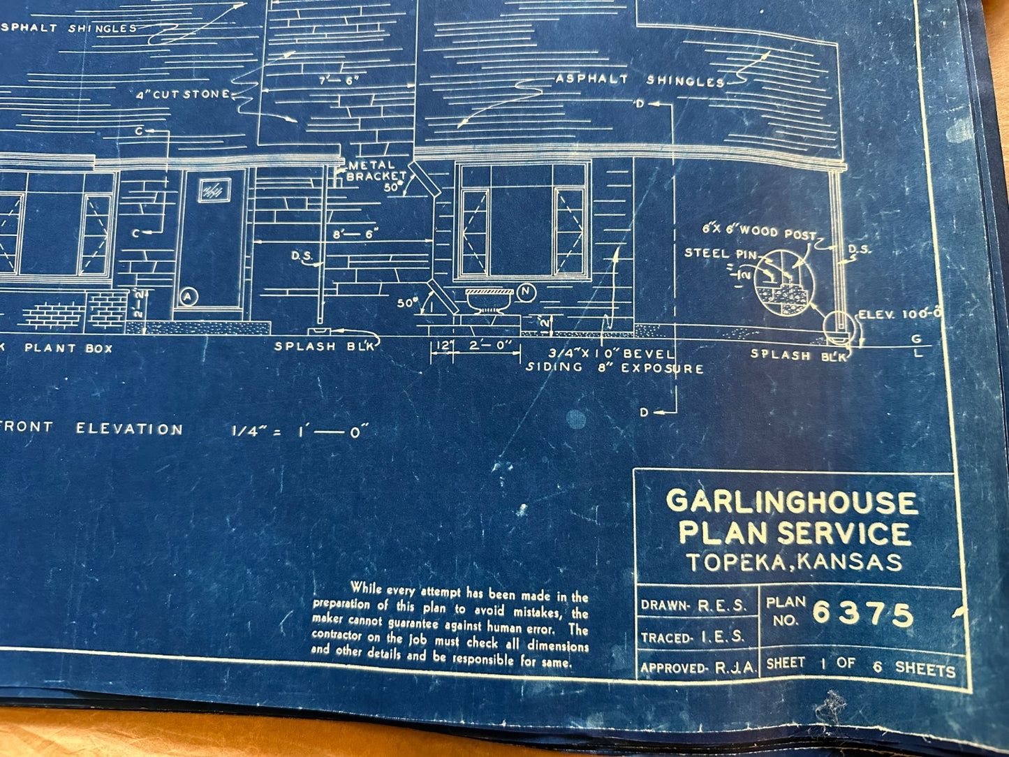 1955 Garlinghouse Service Plans #6375 6 Pgs. Blueprints Modern MidCentury Home1