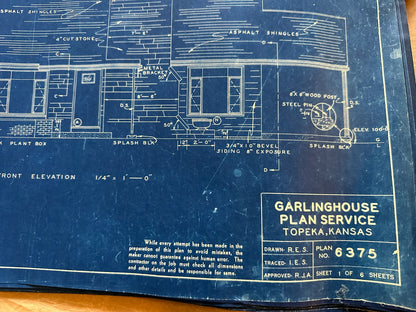 1955 Garlinghouse Service Plans #6375 6 Pgs. Blueprints Modern MidCentury Home1