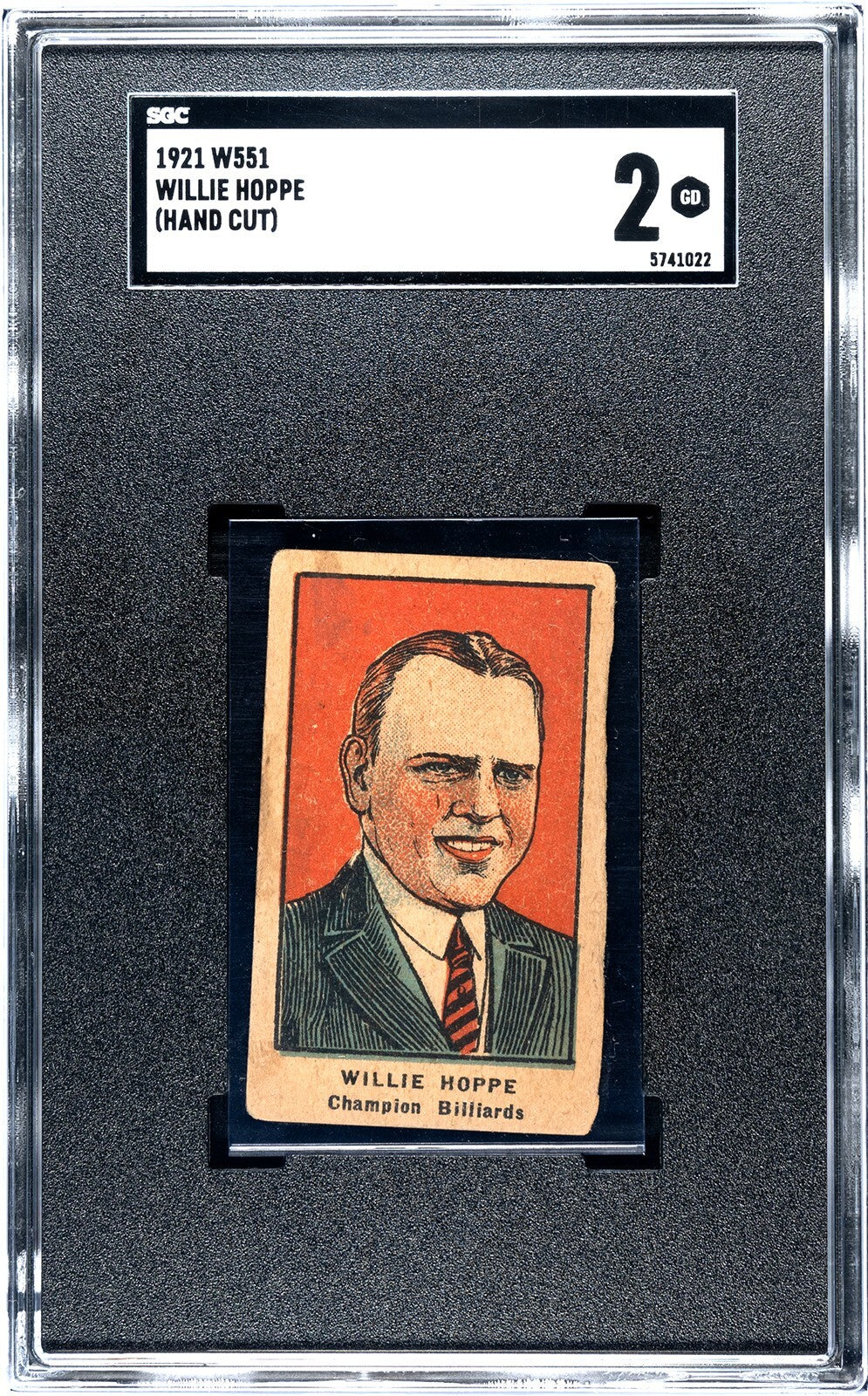 1921 W551 WILLIE HOPPE Billiards Card (SGC 2 Good) World #1 Champion0