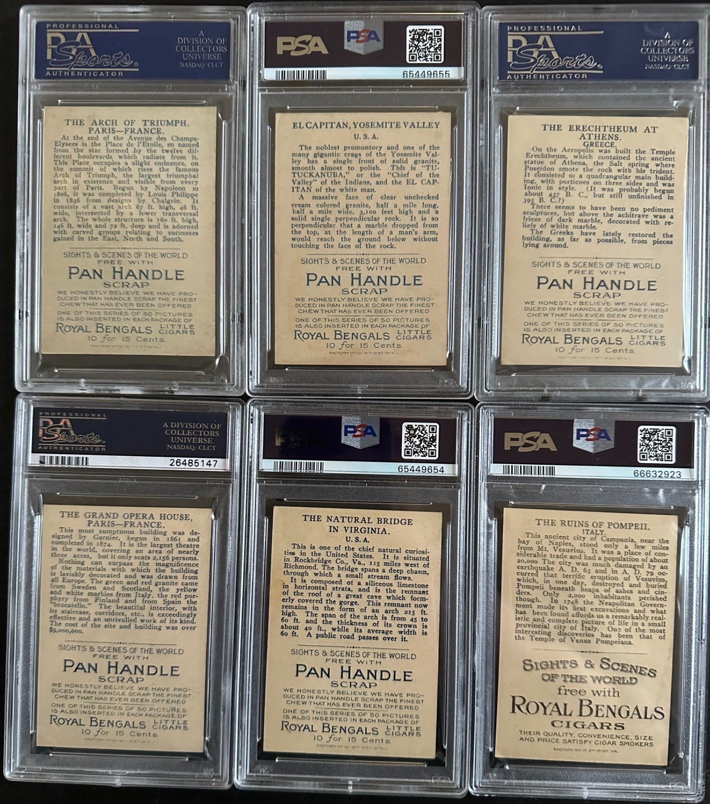 (Lot of SIX) 1911 T99 Sights & Scenes of the World (all PSA 6 EX/MT)1
