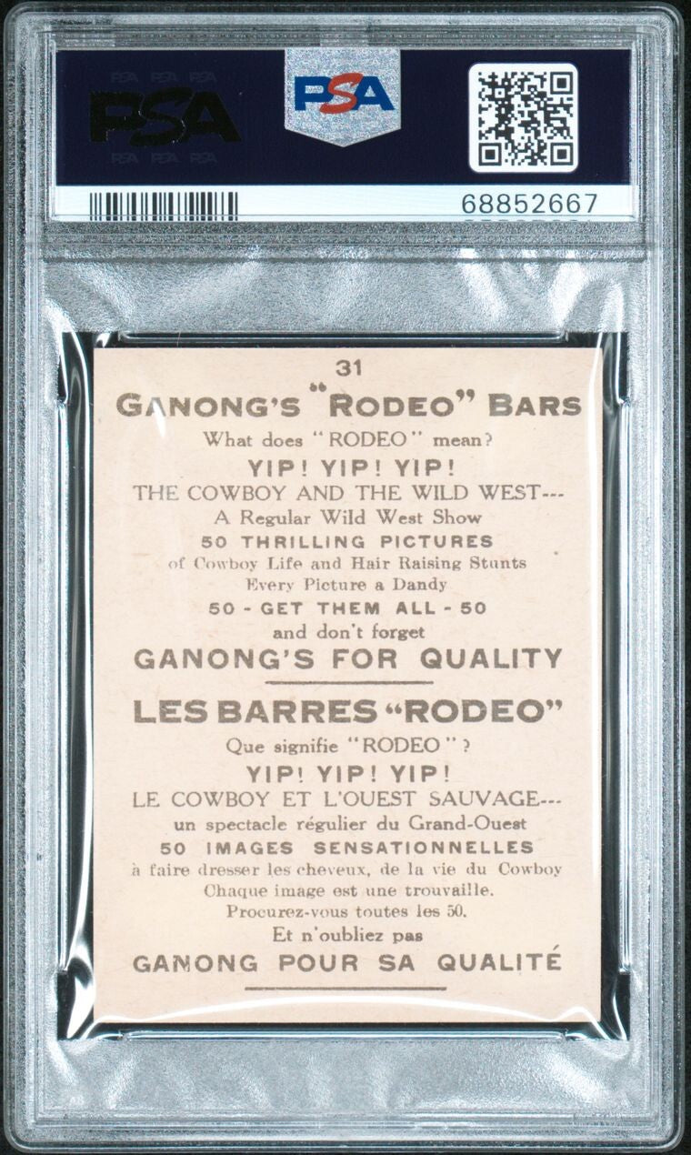 1930 V155 Cowboy Life Ganong Rodeo Chocolate Bar #31 (PSA 7 NM)1