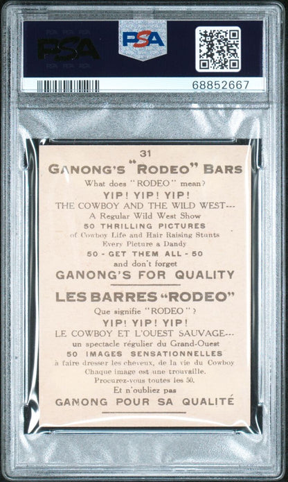 1930 V155 Cowboy Life Ganong Rodeo Chocolate Bar #31 (PSA 7 NM)1