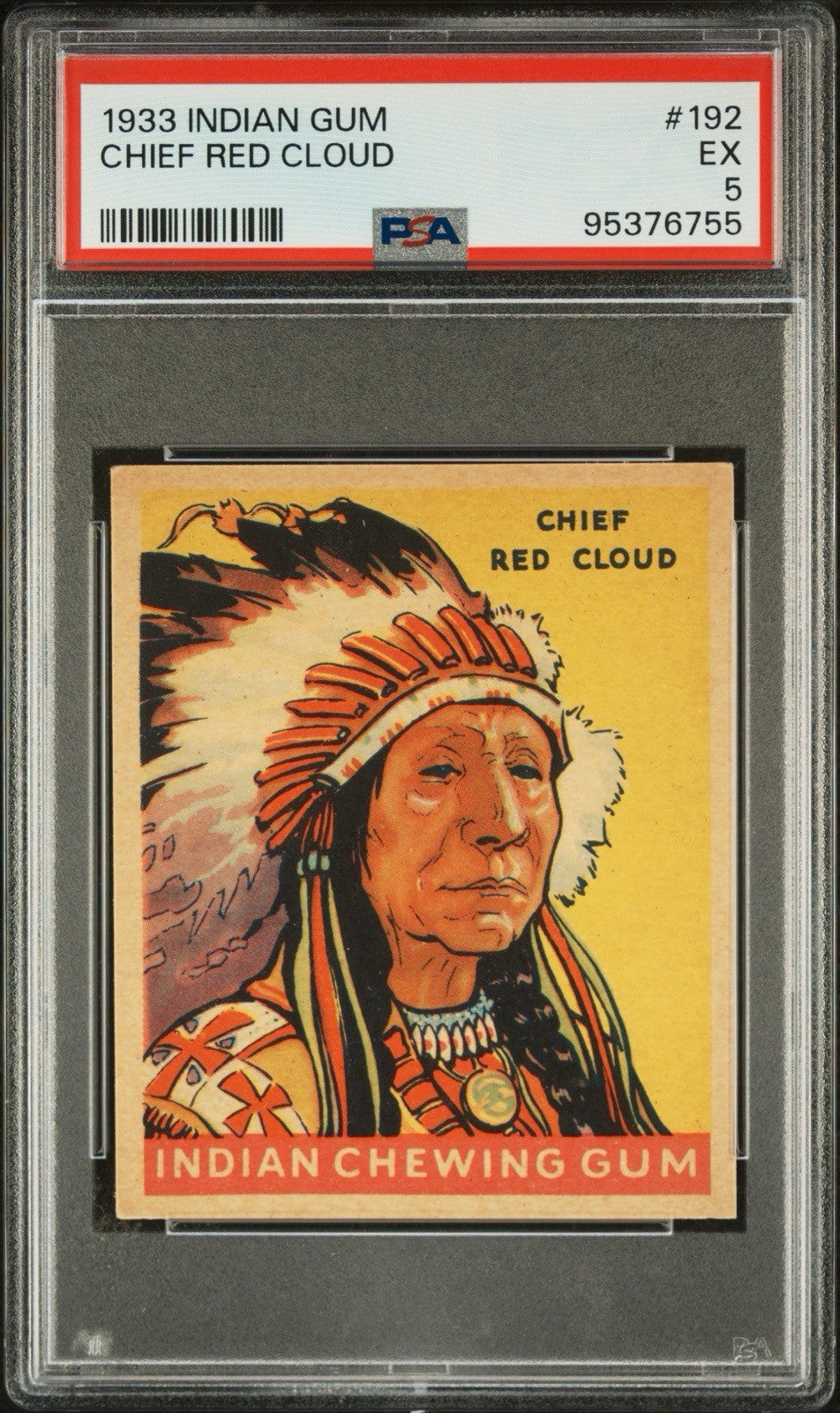 1933 Goudey Indian Gum (Series 312) #192 Chief Red Cloud (PSA 5 EX)0