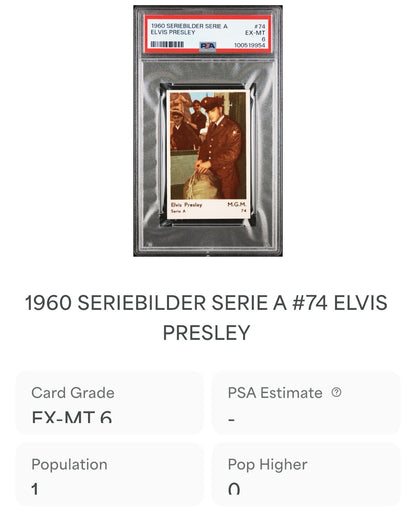 1960 Seriebilder Serie A #74 Elvis Presley (PSA 6 EX/MT) Top Pop2