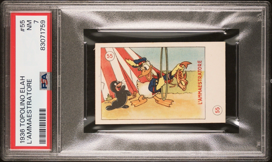 1936 Topolino Elah Disney Candy Cards #55 L'Ammaestratore (PSA 7 NM) Donald Duck0