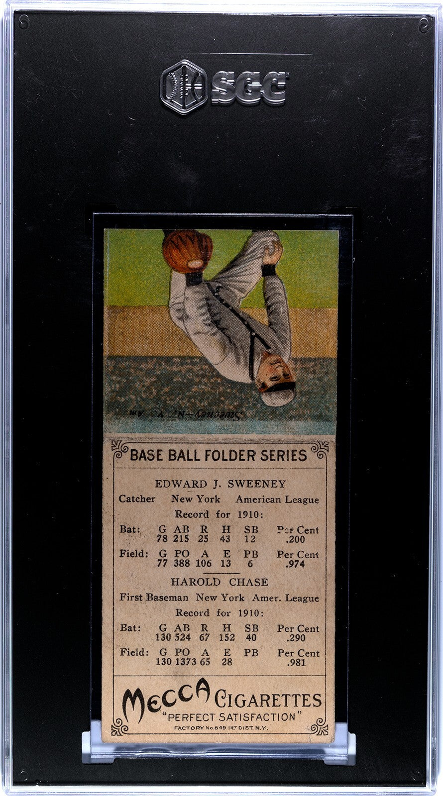 1911 T201 MECCA Hal Chase/Sweeney (SGC 3 VG) New York Amer. HOF1