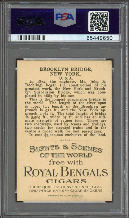1911 T99 Sights & Scenes of the World BROOKLYN BRIDGE Royal Bengals PSA 6 EX/MT1