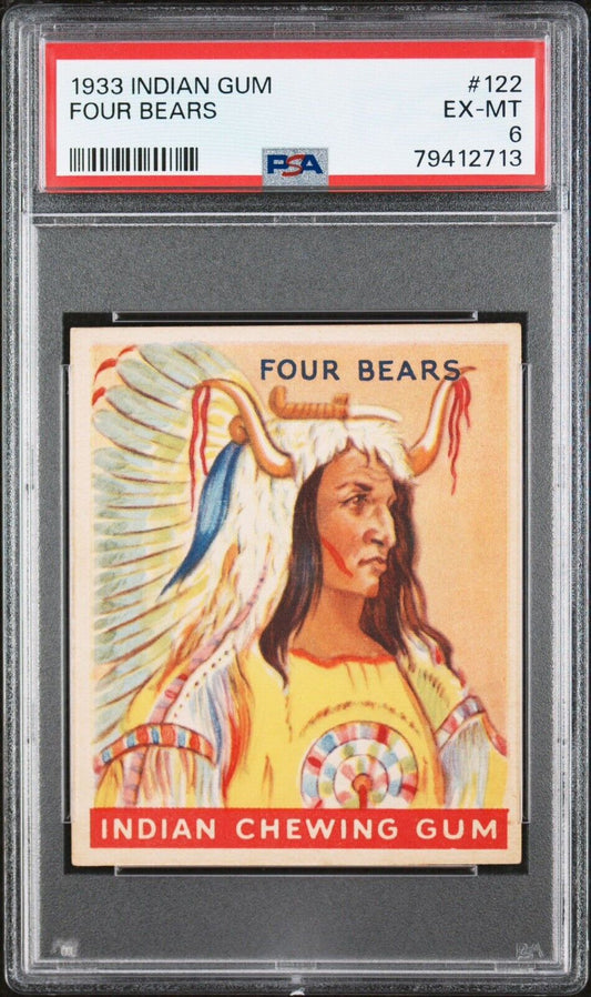 1933 Goudey Indian Gum (Series of 192) #122 Four Bears (PSA 6 EX/MT)