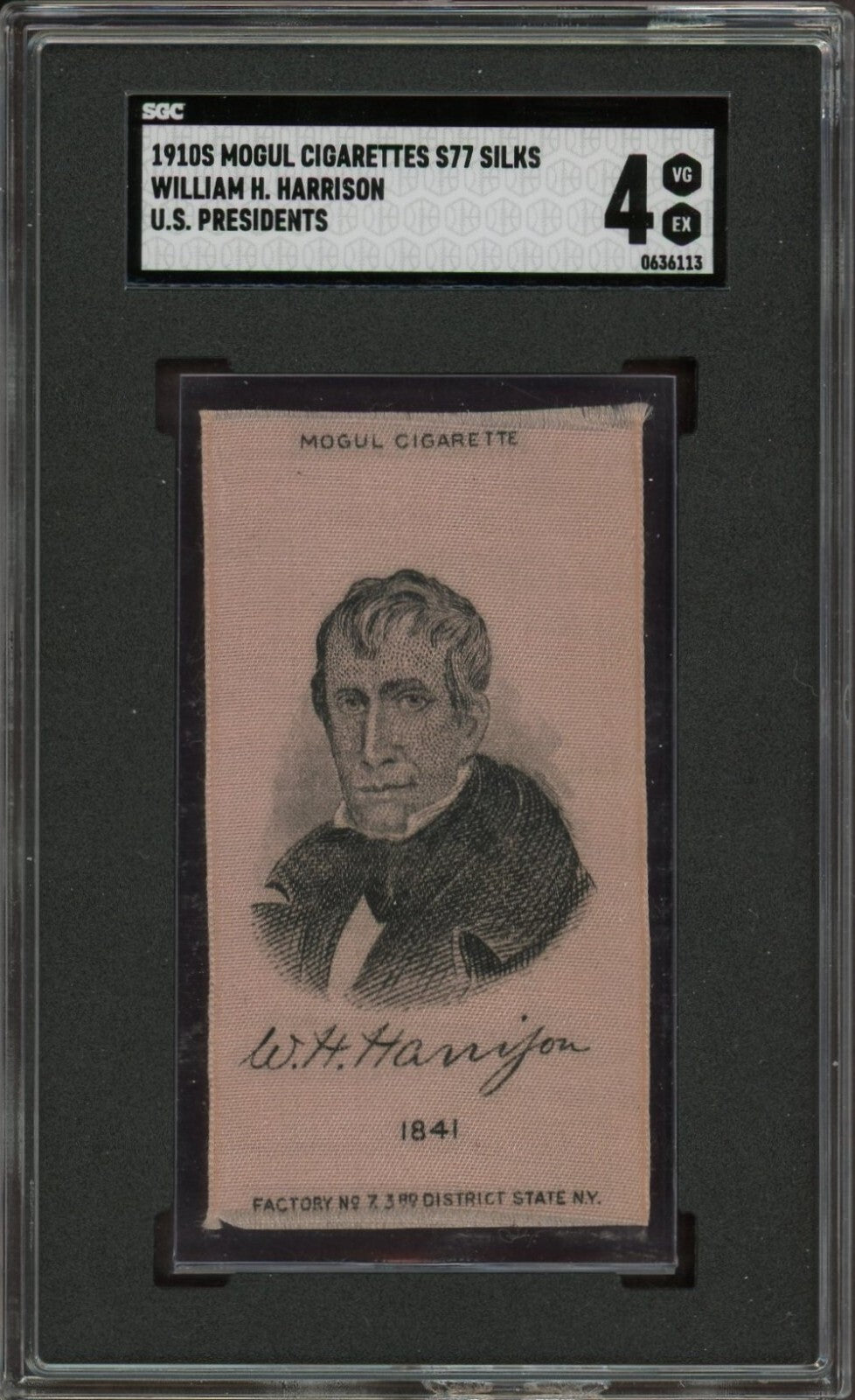 1910s Mogul Cigarettes S77 Silks U.S Presidents W.H. Harrison (SGC 4 VGEX)0