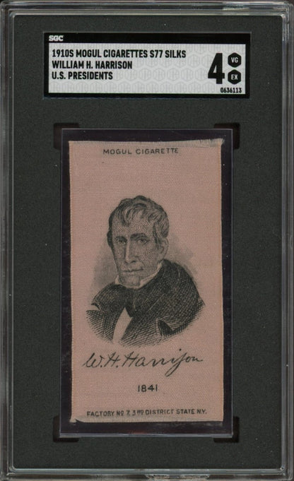 1910s Mogul Cigarettes S77 Silks U.S Presidents W.H. Harrison (SGC 4 VGEX)0