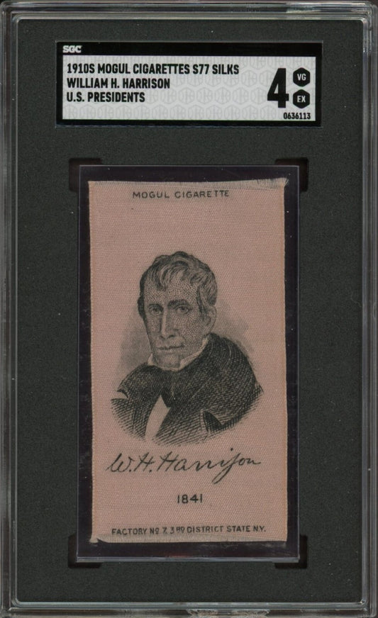 1910s Mogul Cigarettes S77 Silks U.S Presidents W.H. Harrison (SGC 4 VGEX)0