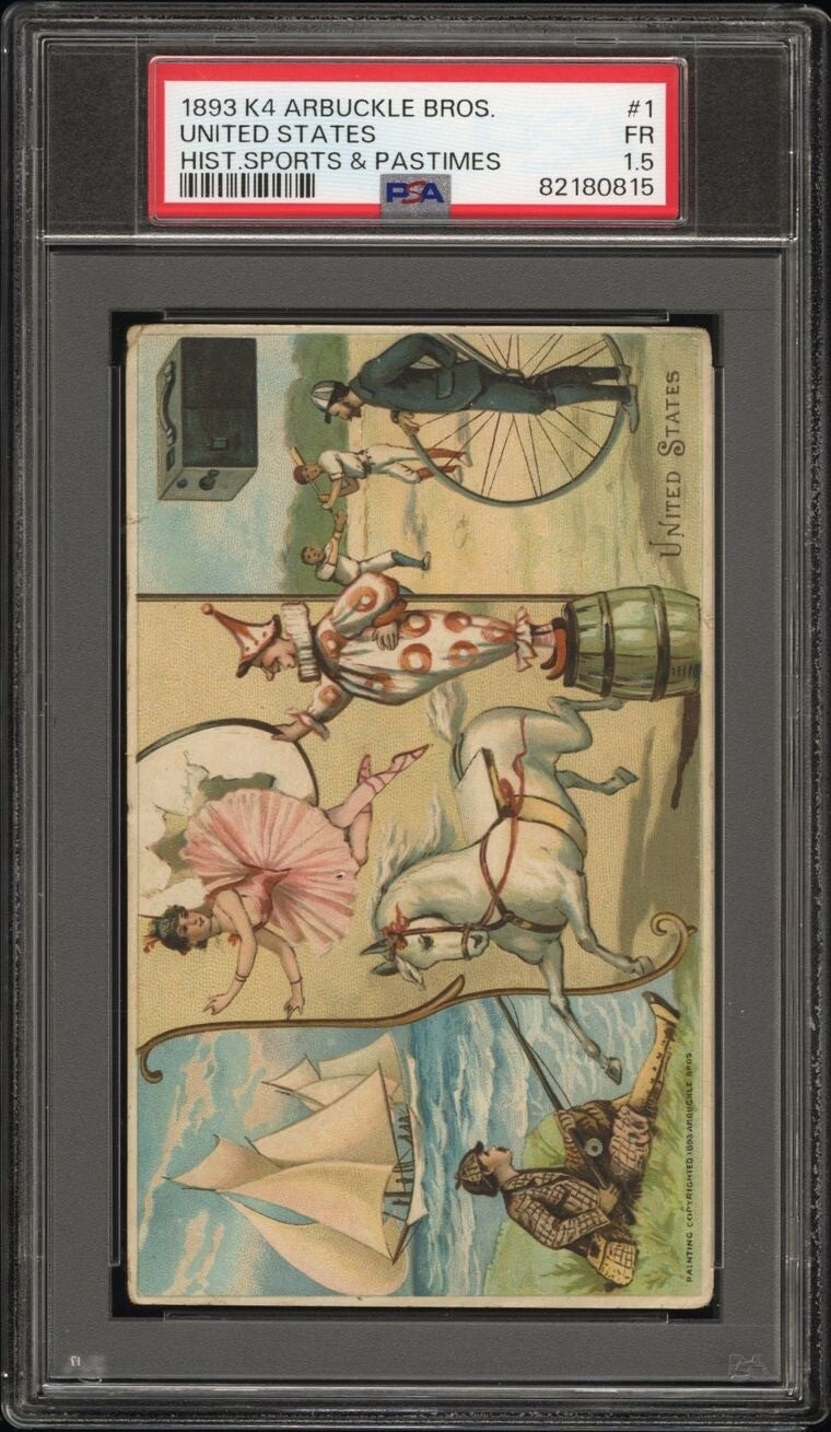 1893 Arbuckle Coffee Sports & Pastimes K4 UNITED STATES (PSA 1.5 FR) Baseball0