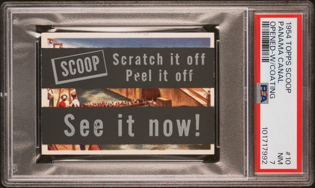 Rare 1954 TOPPS SCOOPS w/coating #10 (PSA 7 NM) Panama Canal0