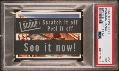 Rare 1954 TOPPS SCOOPS w/coating #10 (PSA 7 NM) Panama Canal0