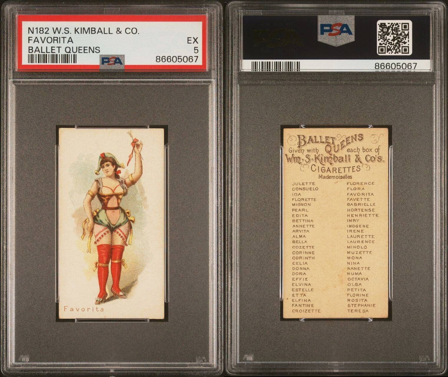 1889 W.S. Kimball & Co N182 BALLET QUEENS Favorita (PSA 5 EX) None Higher