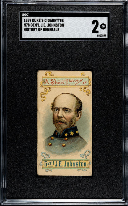 1889 N78 Duke's Cigarettes HISTORY OF GENERALS (SGC 2 GD) Gen. J.E. Johnston0