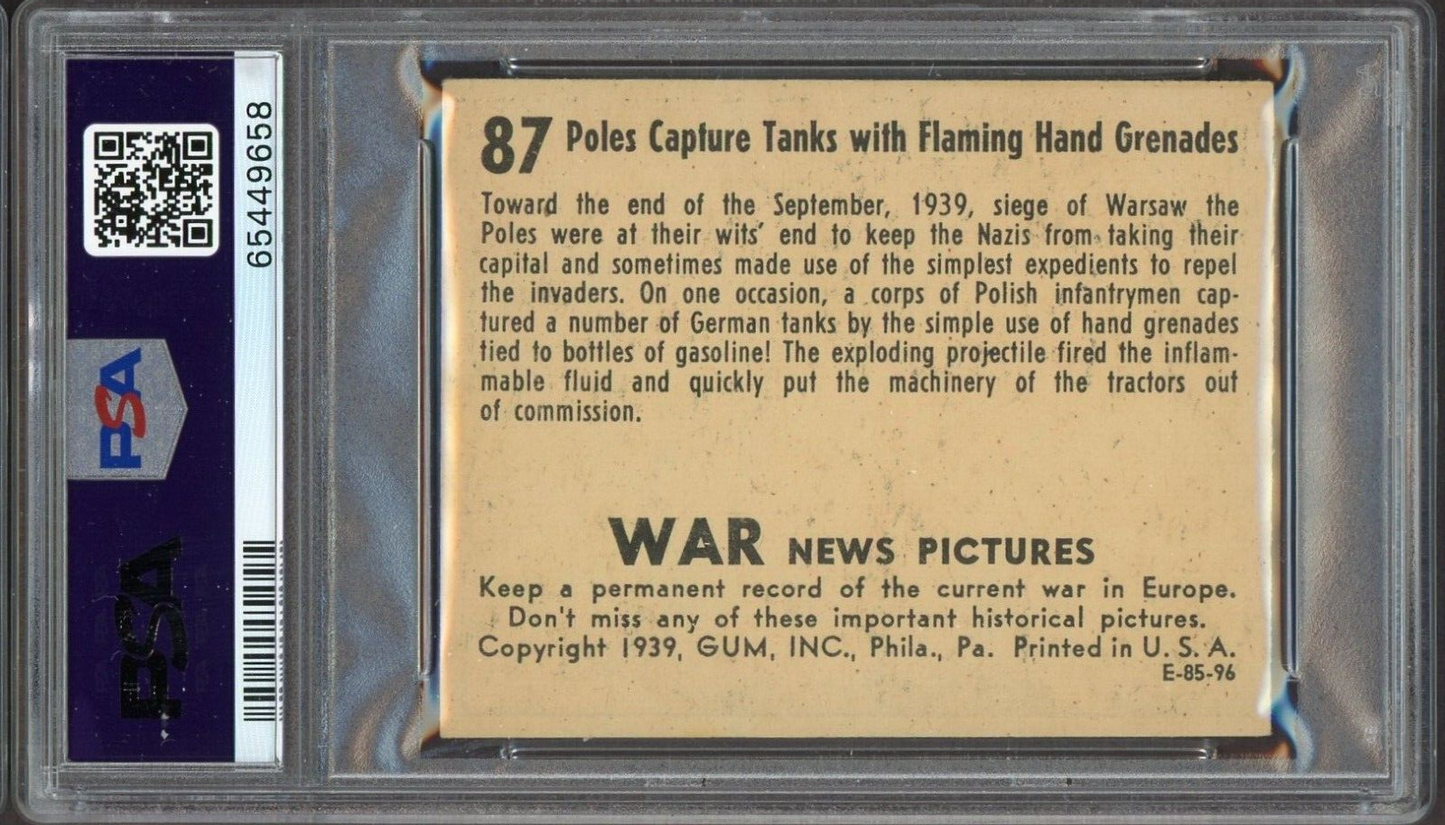 1939 War News Pictures #87 Poles Capture Tanks Flaming Hand Grenades PSA 7.5 NM+1