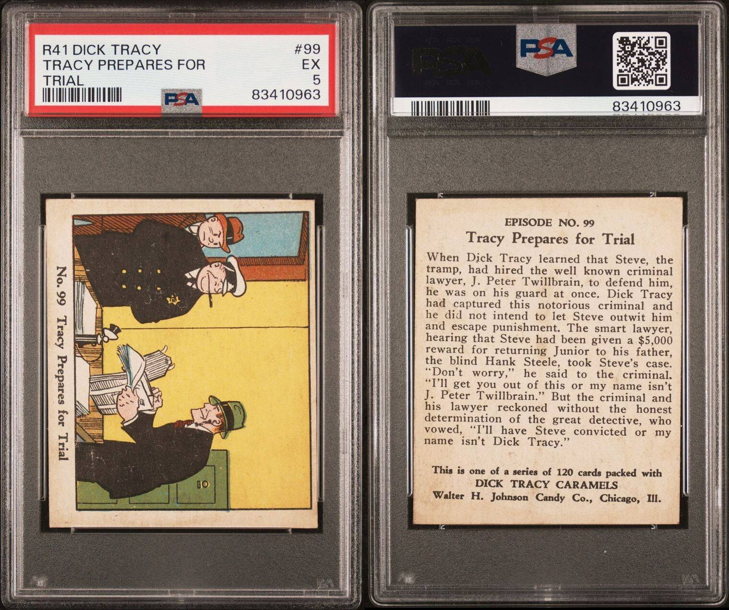 1937 Dick Tracy Caramels RARE Mid-High #99 Tracy Prepares For Trial (PSA 5 EX)2